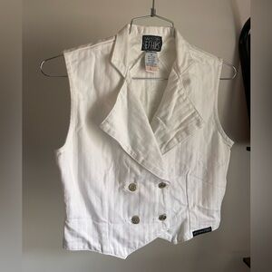 Vintage Western Ethics White Denim Double Breasted Vest size Medium
